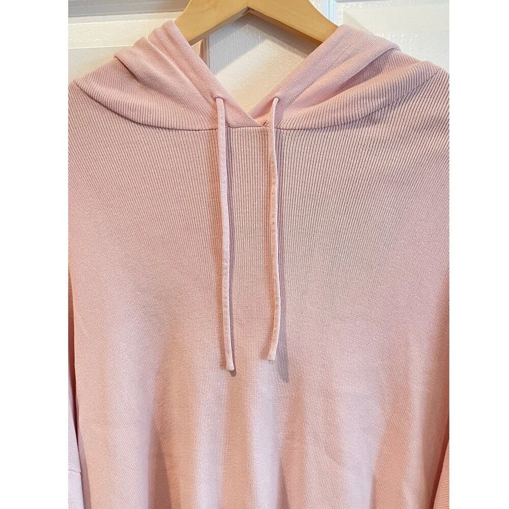 Zara Soft Knit Cropped Hoodie Sweater Light Pink Pastel Size M - Picture 3 of 8